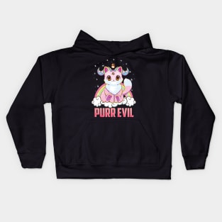 Purr Evil Satanic Cat Pun Pure Evil Goth Kitten Kids Hoodie